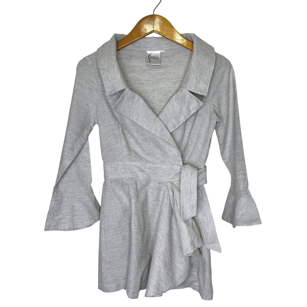 Finley Side Tie Peplum Botton Top Gray Small‎